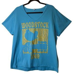 Chicyea Teal Blue “Woodstock” T Size 2XL Hippie, Vintage, Festival, 60’s